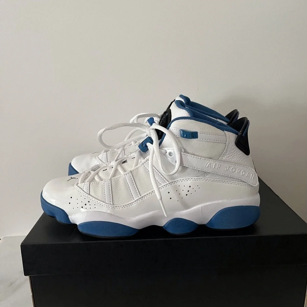 Nike Air Jordan 6 Rings White Marina Blue | size 10| 322992 114